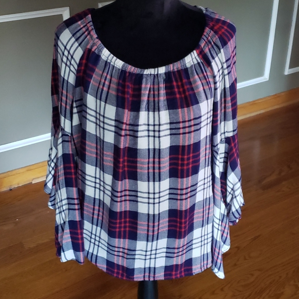 Flannel Shirt with bell sleeves